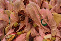 diamonds-wood:  Nov. 4, 2012. Indian Muslim brides chat as they wait for the start of a mass wedding ceremony in Ahmedabad. Sam Panthakyâ€”AFP/Getty Images