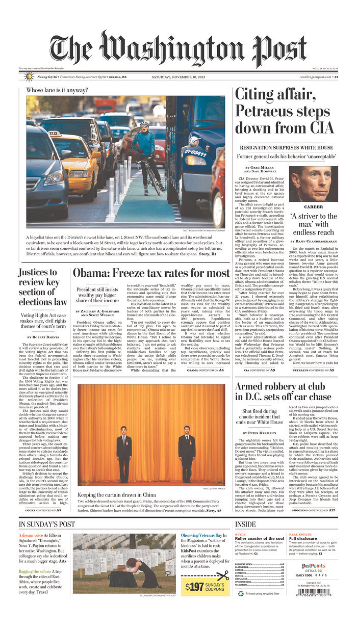 Front Page of Washington Post