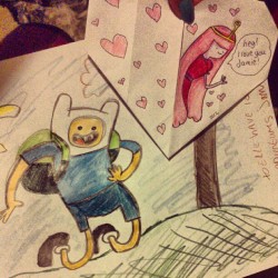 Cards Jamie and I made eachother :3 #adventure #time #love #fin #princess #bubblegum #drawing #art #love #aww #heart