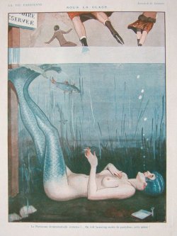 metamerismmuse:  damasquerade:  discursivetacenda:  knivesandglitter:  belovedtraveler:  newvagabond:  This will always remain my favorite vintage lesbian art… Do I even have to break it down for you?  I just thought it was a mermaid trapped under ice