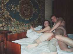 tenderandhard:  when I left them to get the camera for the other room they were just kissing, when I came back he already had his big hard cock in my wife’s ass.. they looked at me annoyed and carried on ..  