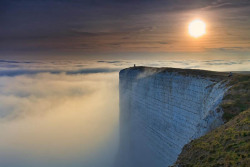 ascendeus:  Beachy Head is a chalk headland on the south coast of England, close to the town of Eastbourne in the county of East Sussex, immediately east of the Seven Sisters. The cliff there is the highest chalk sea cliff in Britain, rising to 162 m