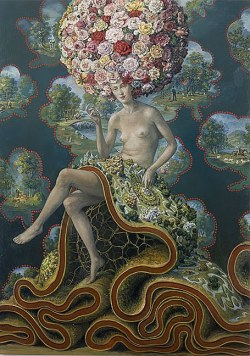 colourthysoul:  Julie Heffernan - Self-Portrait, Sitting on the World (2008) 