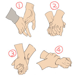aominecchisdick:  How couples would hold hands: KagaKuro, 2.AoKise, 3.AoKaga, 4.KiHana 