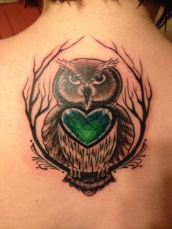 fuckyeahtattoos:  Done by Chris Beardsley at 15th St. Tattoo, Edmond OK. Taken 11-14-12, a couple of hours after it was done. I got this tattoo in memory of my mother.  She collected owls - as long as I can remember, there were owls everywhere in our