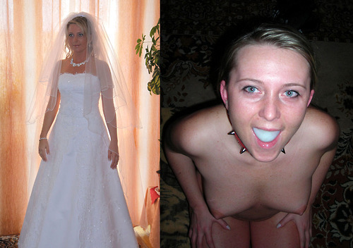 Porn Pics whoreswillbewhores:  Beautiful blushing bride…