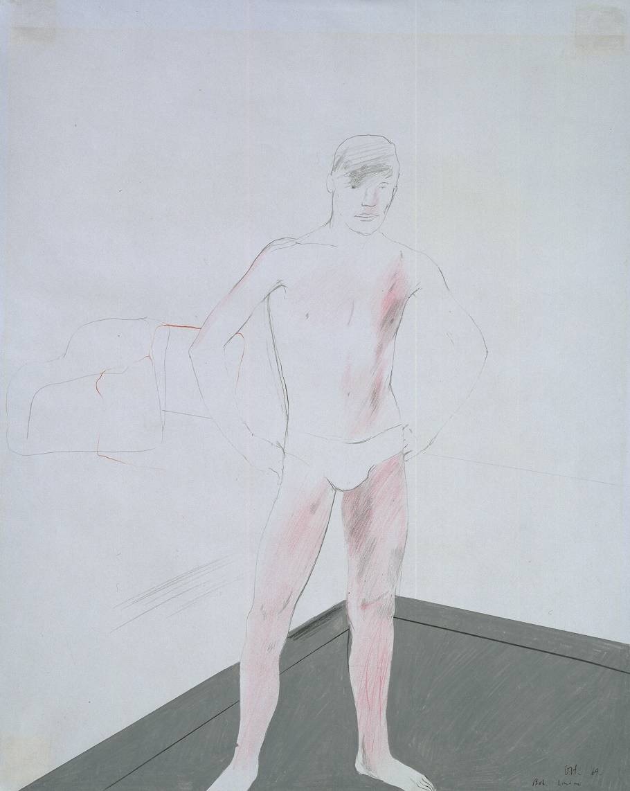 artqueer:  David Hockney | Bob, London | 1964 | Graphite, crayon and gouache on paper