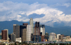 Tidalwavessscantsavetheworld:  Downtown Los Angeles Snow Capped Mountains By Casual