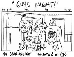 ghostdigits:  New Regular Show episode by me and Sean, “Guys Night”. I think the scene I pulled this board panel from got cut, but you should watch it anyway!  ch-ch-ch-ch-ch-ch-eck it out! (whu-whu-whu-whu-ut&rsquo;s it all about)