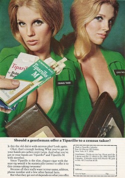 vintagebounty:  Tiparillo Cigar Vintage Advertisement Playboy 1968 Rare Collectible Original “Census Twins” Original available here: https://www.etsy.com/listing/116107329/tiparillo-cigar-vintage-advertisement 