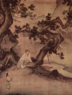 Ancientart:  Listening To The Wind In The Pine, Ma Lin, Ink On Silk, 1246. Courtesy