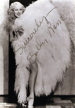 Vintage autographed promo postcard of Sally Rand..