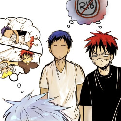 siren-echo:  At least we now know that Tetsu-chan has and innocent mind, but I don’t wanna know what Aomine and Kagami is thinking about… Credits as usual 