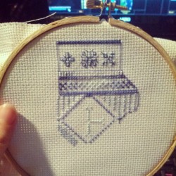 Been at this since yesterday; my first cross-stitch. This is a lot more fun than I thought&hellip; its also a lot more time consuming XD