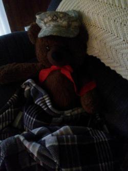 My brownie bear when Nick put his old hat on him!