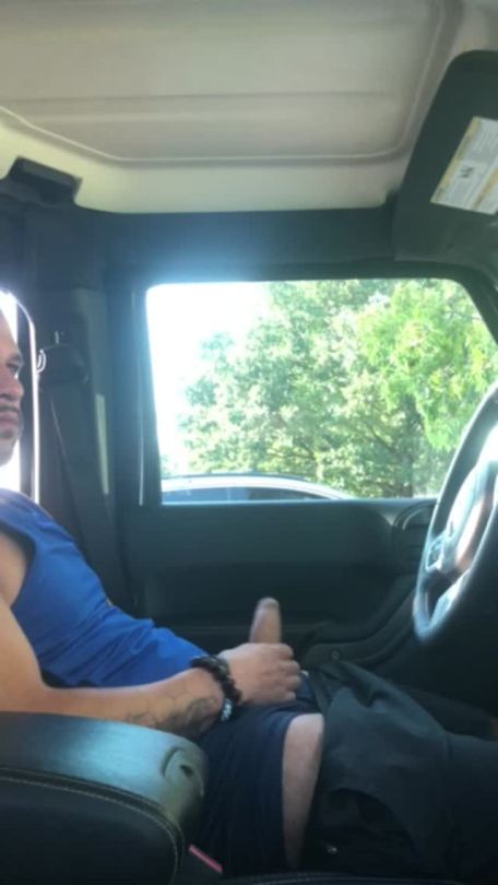 rickluciano:  Stroking my cock and cumming hard in the Jeep! Super packed park and people all around and that really gets me going! Full video on Onlyfans and JustForFans! https://onlyfans.com/ricklucianohttps://justfor.fans/RickLucianoXRick Luciano @